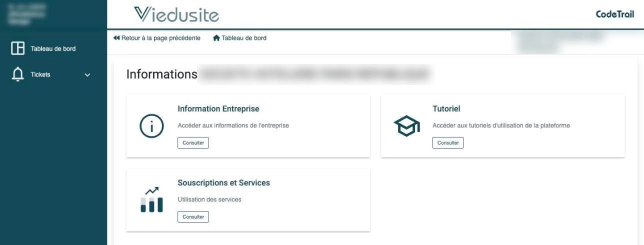 Le menu Informations de l’entreprise.