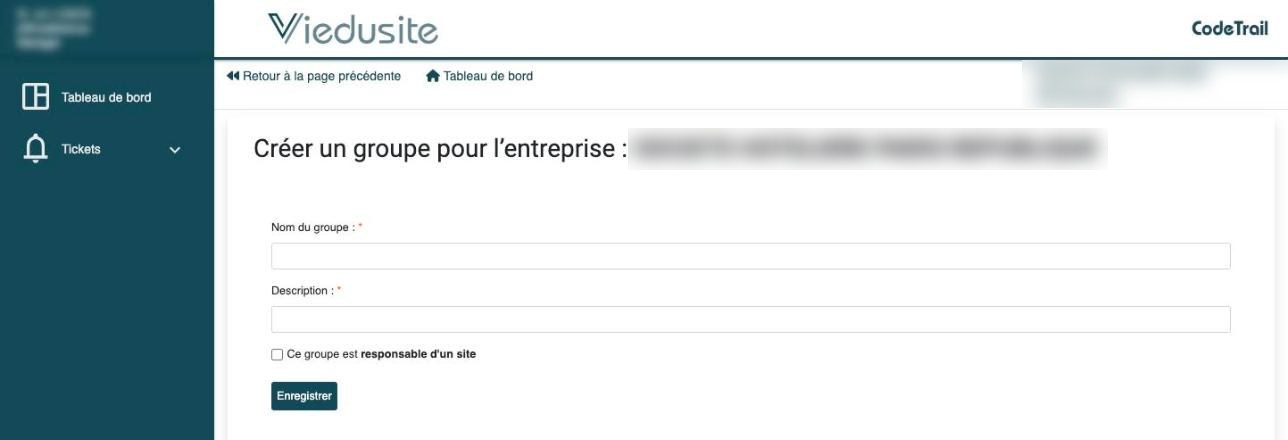 Le formulaire de création d’un groupe.